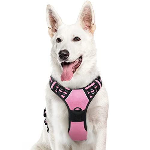 Eagloo Arnês para cães, colete anti-puxões confortável, com alça ajustável no pescoço e peito, apto para cães pequenos, material duradouro e respirável, com fita refletora, adequado para exercício no exterior, laranja
