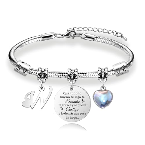 Presentes para mulheres pulseira de prata com letras iniciais - presente personalizado para filha, sobrinha, irmã, amiga, adolescente, mãe e tia