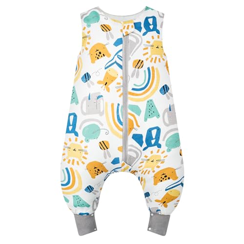 WYTbaby Saco de dormir bebé com 1,0 tog com pés, saco de dormir ultra macio e confortável 100 % algodão, ideal para o sonho do bebé, adequado para bebés de 6-18 meses, tamanho 65-80 cm
