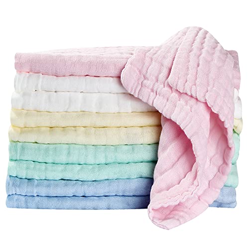 Koo-dib Toalhas bebé recém-nascido de banho muselinas bebé algodão gaze para bebés toalha de banho presente recém-nascido criança 10 peças toalhas reutilizáveis musselina 25 x 25 cm
