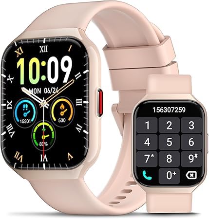 Relógio inteligente homem mulher com chamadas Bluetooth, 1,96" HD Smartwatch homem com pulsómetro/SpO2/monitor de sonho, 113 desportos modos, IP68 impermeável para Android iOS, 2025 rosa