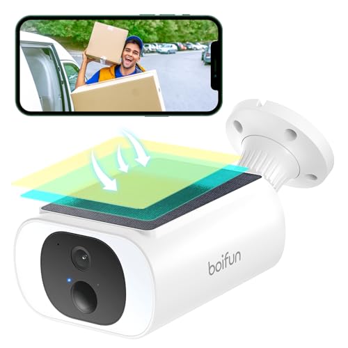 2K Câmara de vigilância Wifi exterior solar, com bateria de longa duração, sem cabo WiFi 2,4 GHz, detecção de movimento, IP65 impermeável, 2 vias de áudio, AI reconhecimento, Alexa compatível