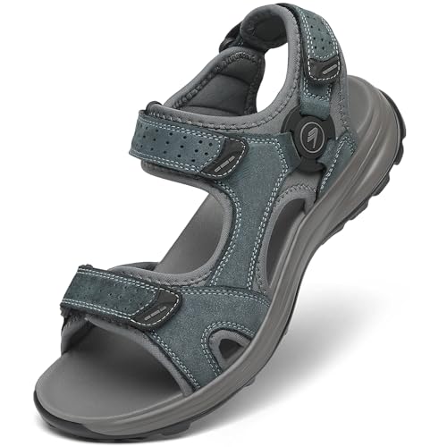 FLARUT Sandálias para homens de verão sapatos de caminhada trekking desportos ao ar livre de couro praia dedo do pé aberto desportos casuais