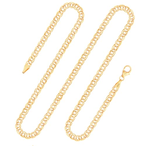 EDELIND Corrente de elo duplo losango 18K 14K 9K 8K ouro amarelo 333 375 585 750 3,9 mm colar corrente mulher homem de 36 a 100 cm corrente de ouro com caixa de presente de joalharia