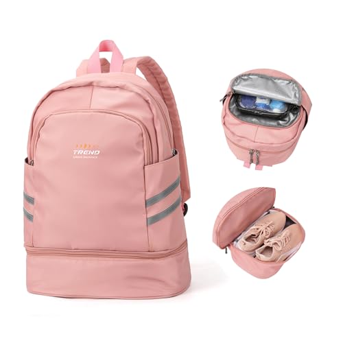 Mochila de ginásio para mulher com compartimento para sapatos, mochila grande de viagem para portátil, impermeável, casual, mochila escolar, mochila desportiva, bolsa de ginásio para natação, ioga