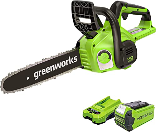 Greenworks G40CS30IIK2 Motosserra a bateria, comprimento da barra de 30 cm, velocidade de corrente de 4,2 m/s, 2,6 kg, lubrificante automático, bateria de 40 V 2 Ah e carregador, garantia de 3 anos