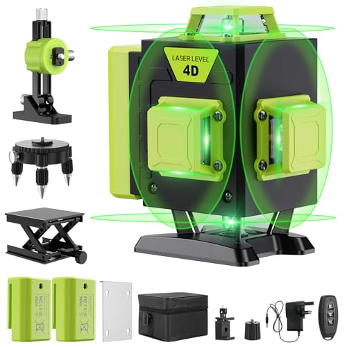 Verde nível laser automático de 360 graus, 16 linhas laser profissionais para design de interiores, controlo remoto