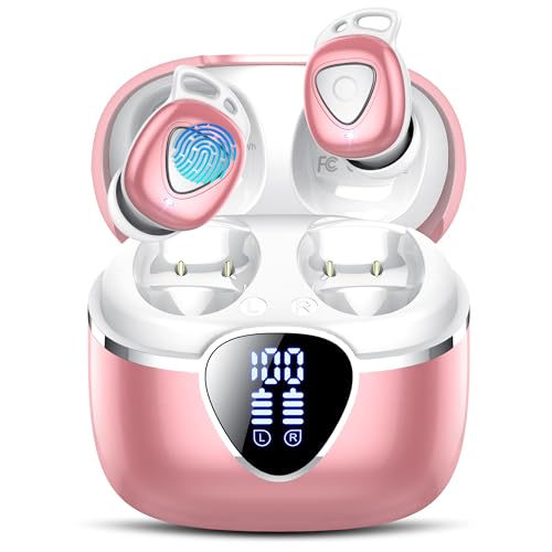 buwy Auriculares Bluetooth, auriculares impermeáveis, microfone de redução de ruído, auriculares sem fios Bluetooth 5.3, ecrã LED