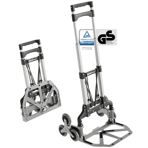 ATHLON TOOLS Carrinho dobrável de alumínio, cabo extra longo de 110 cm, superfície de carga com almofadas antiderrapantes, modelo 2025