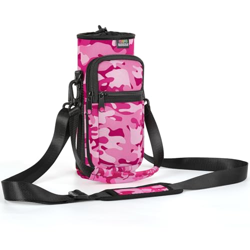 Nuovoware Bolso de garrafa de água portátil neopreno, 750 ml/1000 ml/ 1800 ml, bolso com alça de ombro à prova de queda, capa impermeável garrafa de água protetora para viagem