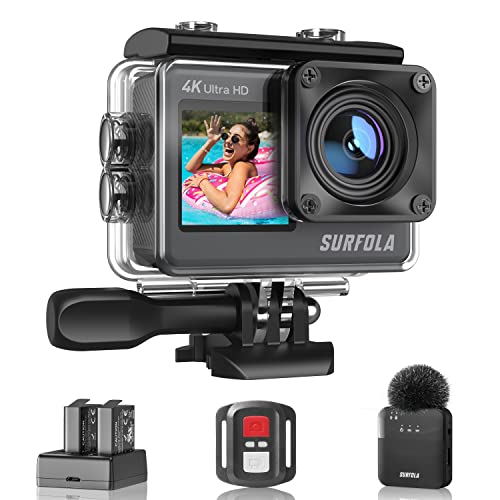 Câmara desportiva 4 K/60 fps 24 MP ecrã duplo WiFi EIS Vlog CAM 8X Zoom ecrã tátil câmara submergível com controlo remoto, kit de acessórios para capacete