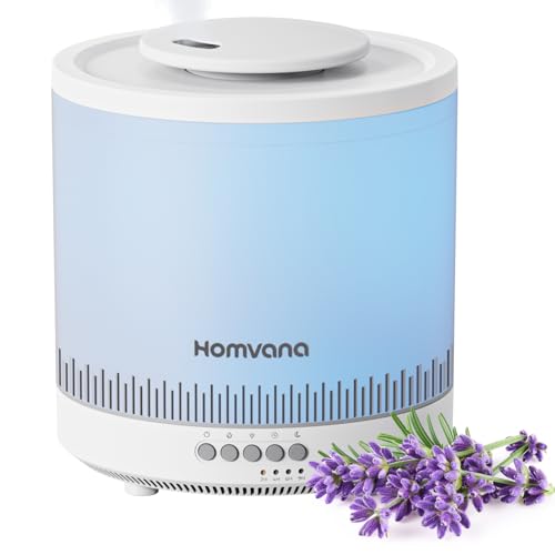 Homvana Humidificador Bebés mucos e tosse and difusor óleos essenciais aromas, 1,8 l até para quarto, Top-Fill Humidifier plantas ultra-sónico, difusor aromático, humidificador quarto