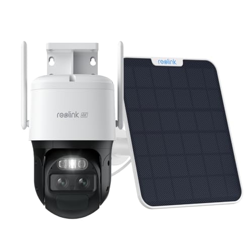 Reolink 4K Câmara de vigilância exterior de 360° PTZ, auto-tracking e lente dupla, 8 MP câmara solar sem fios com 2,4/5 GHz Wi-Fi 6, detecção Smart, visão noturna colorida, TrackMix painel solar