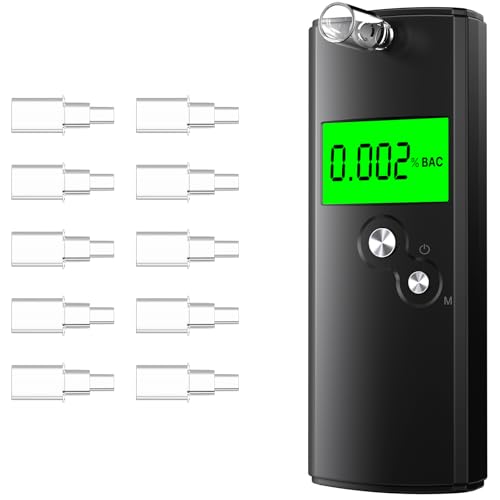 Alcoholímetro homologado, medidor de alta precisão com 10 bicos, teste de álcool profissional com ecrã LCD digital, etiómetro portátil para uso doméstico e em festas