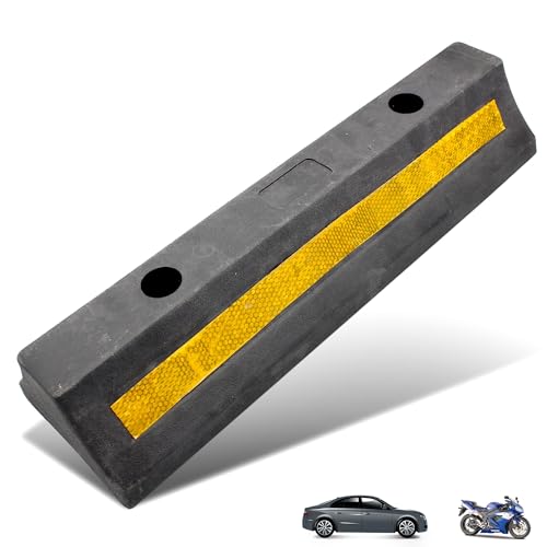 FISHTEC Barra de estacionamento, Barra de estacionamento de borracha, tampa de rodas para estacionamento e garagem, Barra de ajuda ao estacionamento, cunha de roda, 50 x 15 x 10 cm
