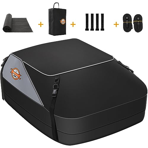 Sailnovo Baú teto carro impermeável porta-malas teto carro porta-bagagens carro teto mala de teto carro dobrável impermeável resistente adequado para veículos com/sem suporte de bagagem (425 L/1000D)