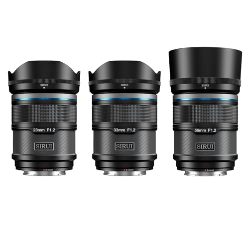 SIRUI Sniper F1.2 Lente de foco automático Set, 23 mm, 33 mm, 56 mm, alvo grande angular APS-C, E Mount lente para A6400, A6700, ZV-E10, FX3/30 (AS-3S-EB, E Mount, Preto)