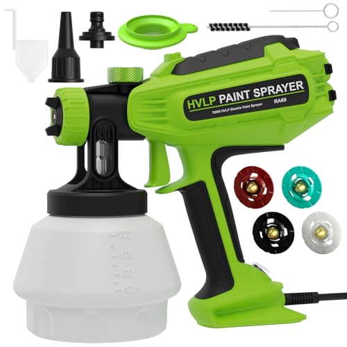 Pistola de pintura HVLP 700 W, pulverizador elétrico com 4 bicos e 3 padrões, conexão de sopro e limpeza, 1200 ml, para móveis, paredes, portas, cercas, bricolage