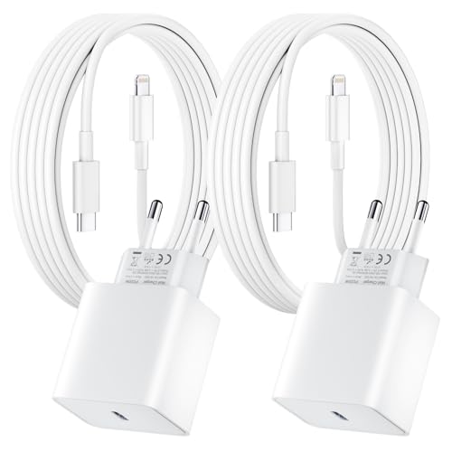 Pacote de 2 para carregador rápido de iPhone, tomada de alimentação PD USB-C de 20 W com cabo USB C para Lightning de 2 m para iPhone 14/14 pro/13/13 Pro/13 Pro Max/13 Min