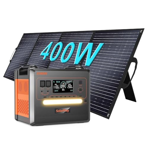 SOLARPLAY Gerador solar portátil de 2500 W com placa solar de 400 Wh, estação de energia com bateria LiFePO4, 12 portas, Power Station portátil para campismo, auto-caravana, emergência (Q2402 m)