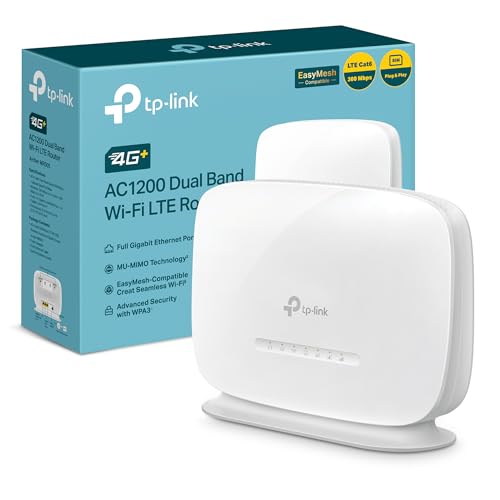 TP-Link Archer MR505 - Router 4G+ Cat6 até 300 Mbps, Wi-Fi Dual Band AC1200, porta Gigabit LAN/WAN, roteador WiFi com SIM, cartão SIM Plug&Play, tecnologia EasyMesh, configuração Altura PP