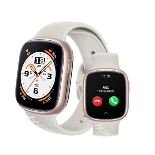HONOR Watch 4 SmartWatch, chamadas Bluetooth, 1,75 polegadas AMOLED, GPS, 14 dias de autonomia, Spo2, monitor de ritmo cardíaco e stress, 5ATM, compatível com Android e iOS, ouro