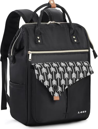 Lekesky - Mochila para computador portátil de 15,6", bolsa de escola, para viagens, negócios, universidade, para mulheres e homens, cor cinza escuro, Preto - 4, L