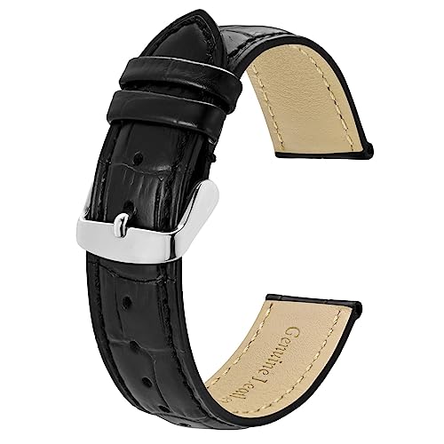 BISONSTRAP Correias de relógio, couro em relevo de crocodilo, largura da banda: 18 mm 20 mm 22 mm 24 mm