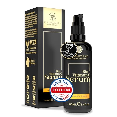 BIO Serum vitamina C • 100 ml ácido hialurónico vitamina E pantenol • 6 vezes vitamina C Sérum facial 100% vegano & BIO ✓ vitamina C altamente doseada e encapsulada para uma pele limpa Natural