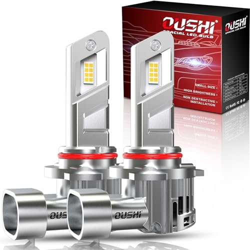 OUSHI Lâmpadas HB3 LED, 600% 6500 K Xenon branco 100 W 20000 LM 1:1 mini tamanho lâmpadas LED HB3 com ventilador, plug and play lâmpada HB3 9005, embalagem de 2