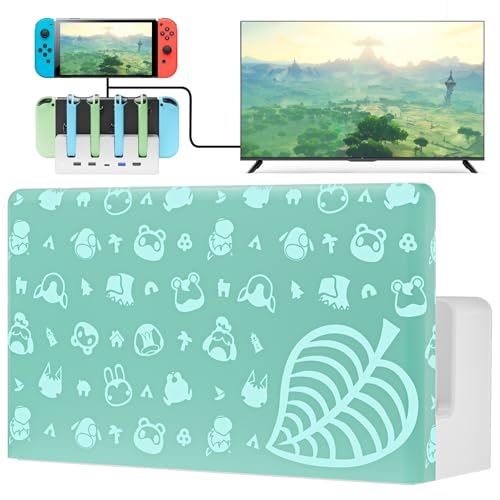 PALPOW Lumindock Switch TV Dock con Cargador de Joypads, Reemplazo Dock Switch Compatible con 4K/1080P HDMI, Carga Docking Station Multifuncional Para Switch - 7 Colores LED/Puertos USB 3.0 - Blanco