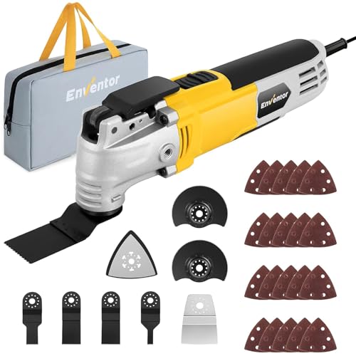 Enventor 300 W Multiferramentas oscilantes, ferramentas oscilantes com 6 velocidades, 15000 - 22000 RPM, 28 acessórios, ferramenta multifunções para cortar, lixar, raspar, serrar e torcer