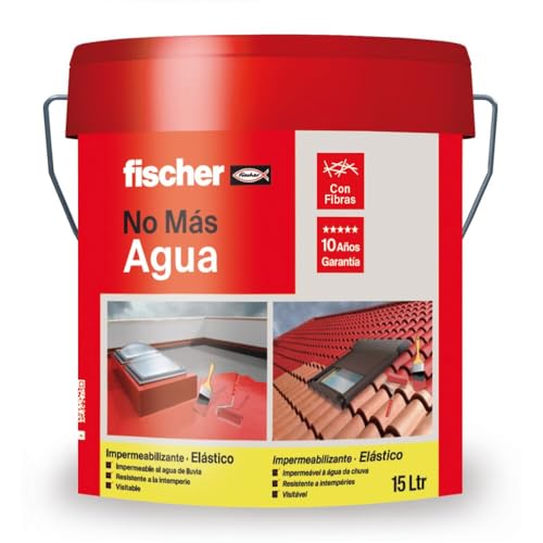 fischer - Tinta impermeável com fibras | resistente à água e exteriores | proteção elástica e antiderrapante, ideal para terraços, tetos e superfícies expostas, 15 L (cubo de 20 kg) | cinzento