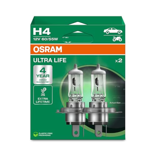 OSRAM ULTRA LIFE, H4, lâmpadas de halogéneo para faróis, caixa dobrável pendente (2 lâmpadas)