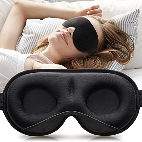 Umisleep Anti-face para dormir, máscara olhos para dormir, máscara de sono com peso 3D para mulher e homem 100 % bloqueia a luz, aliviar o stress, capa para dor de cabeça, alça ajustável, 120 g