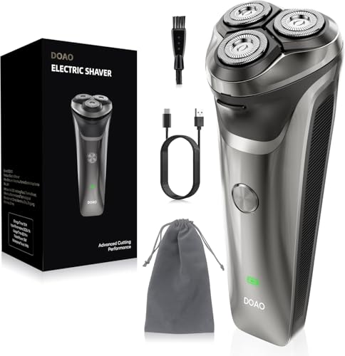 DOAO Máquina de barbear elétrica para homem, máquina de barbear para homem 2025 melhorada 2 em 1, máquina de barbear rotativa sem fios e resistente à água para rosto, uso seco e húmido (A3)