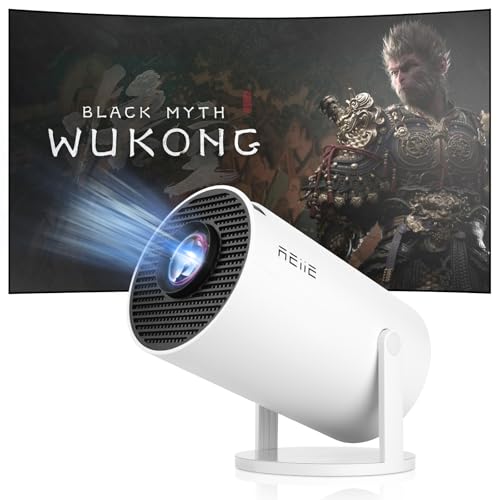 Projetor Mini Reiie 4K 1080P Full HD, equipado com Android 11, mini projetor portátil, 160ANSI 8000 lúmenes, projetor de vídeo Wi-Fi 6 BT 5.0, projetor de filme rotativo de 180°