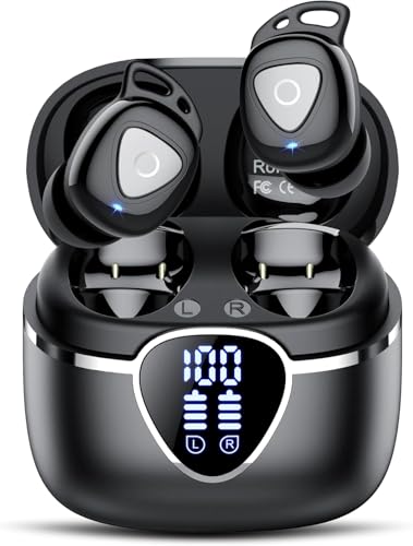 buwy Auriculares Bluetooth, auriculares sem fios Bluetooth 5.3 in-ear, microfone para reduzir o ruído, auriculares impermeáveis ecrã LED