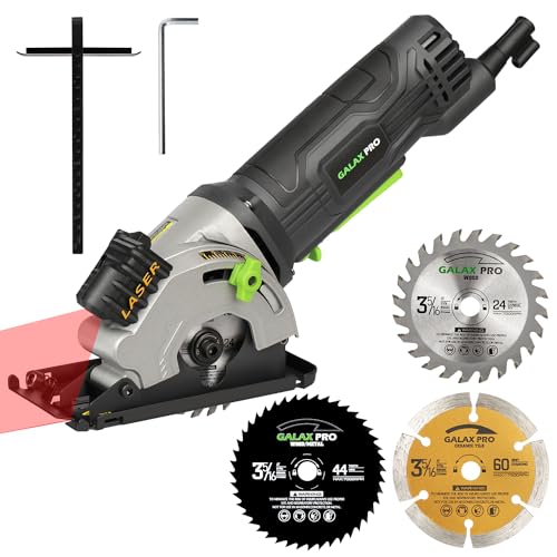 GALAX PRO serra circular de 480W, 3500 rpm, profundidade máxima de corte de 28,5 mm, serra circular manual equipada com três folhas de 85 mm, adequada para cortar madeira, PVC e outros materiais