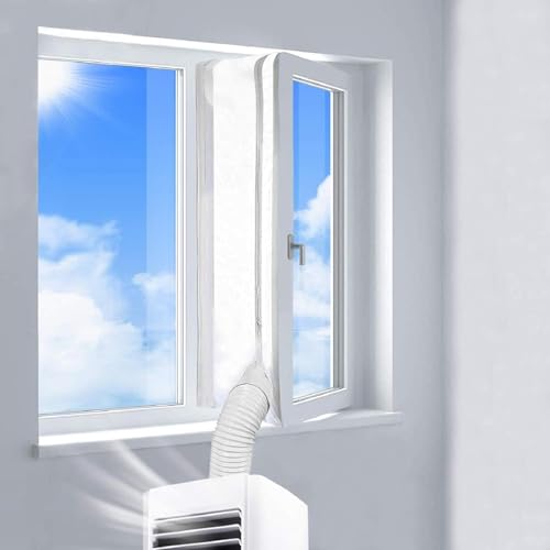 Redtron 400cm Isolamento das janelas para ar condicionado móvel, AirLock para unidade de ar condicionado portátil, paragem de ar quente, evita a entrada de mosquitos, instalação fácil