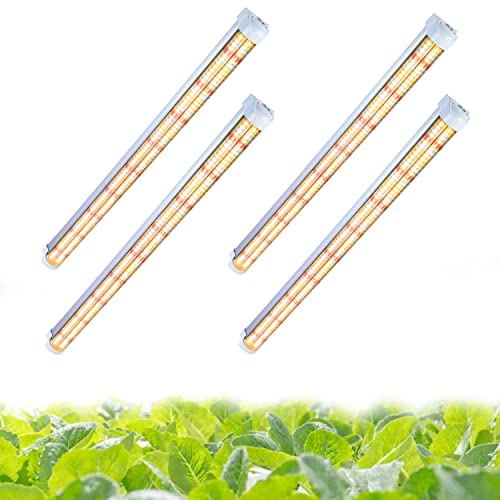 Niello 4 tiras de luzes de cultivo, luz de planta de 60 cm e 72 W, lâmpada de cultivo T8 para plantas de interior, luzes de planta de luz solar de espectro total com 3000 K 6500 K 660 nm