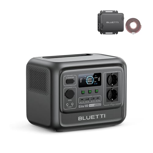 BLUETTI Elite 100 V2 (novo 2025), gerador solar com carregador de 1 alternador, 1024 Wh LFP 1800 W CA, 560 W carregamento DC-DC, carga total em 1,8 H no carro, ideal para campismo, vans , RV Vi. ajes