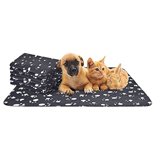 Nobleza 6 x manta macia de pelúcia para cães, gatos e outros animais de estimação. Lavável. Cor preta, 75 x 75