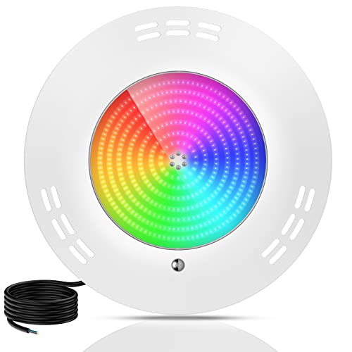 LyLmLe Foco LED plano piscina com enchimento de resina, 35 W lâmpada de piscina RGB multicor para superfície extraplana, ângulo de feixe de 140 °, IP68 impermeável 12 V AC luz submersíveis piscinas