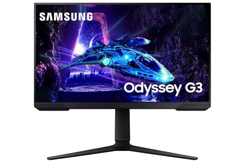 Samsung LS24DG300EUXEN Monitor de jogos Odyssey G3 de 24" Full HD (1920 x 1080, 16:9, 180Hz, 1 ms, painel IPS, AMD FreeSync, modo olho saver, Flicker Free), preto, versão 2024