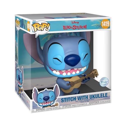 Funko Pop! Jumbo: Stitch - with Ukele - Lilo and Stitch - Figura de vinil colecionável - ideia de presente - Mercadoria oficial - Brinquedos para crianças e adultos - Fans Filmes - boneco para