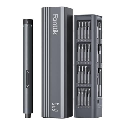 Fanttik Mini chave de fenda elétrica, conjunto de chaves de fenda de precisão com 50 pontas de precisão magnéticas, par de 2 engrenagens, sem cabo, para câmara de telefone, relógio portátil (cinzento)