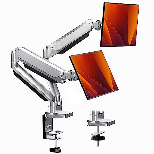 ErGear Suporte duplo monitor para monitor de 13 polegadas - 32 polegadas com mola de gás tecnologia de movimento completo braço monitor inclinação ± 45 ° rotação 180 ° 360 ° VESA 100/75 mm
