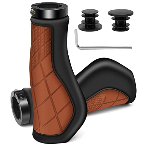 REETEE Punhos para bicicleta antiderrapantes borracha punhos guiador de bicicleta, alumínio fechadura única de 22 mm universal punhos MTB, cabo de bicicleta ergonómico para bicicleta de