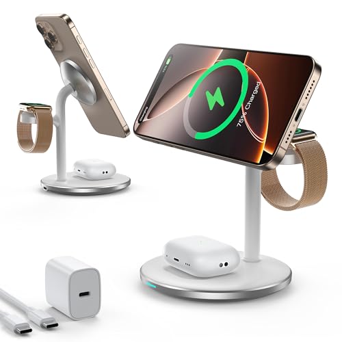 Estação de carregamento de indução, carregador de estação de carregamento sem fio de três em um de 15 W, adequado para iPhone 16 15 14 13 12